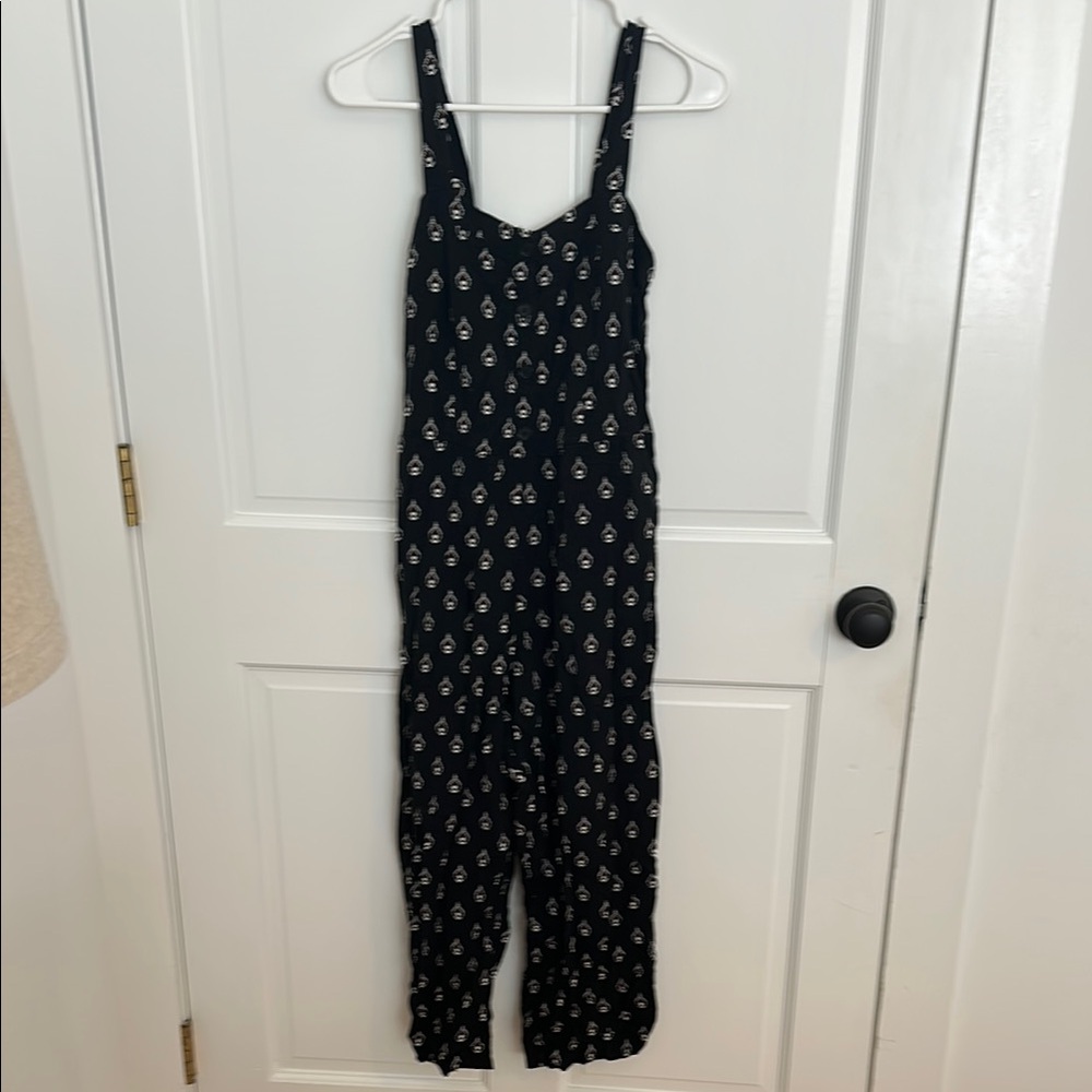LOFT Black Jumpsuit with Wide-Leg Design